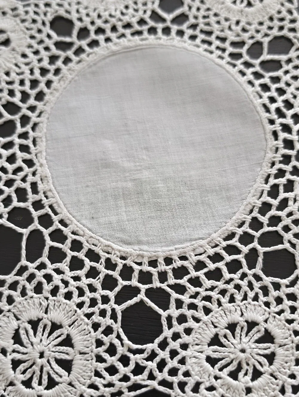 Vintage Cream Crochet Lace Doily - Intricate Circular Design